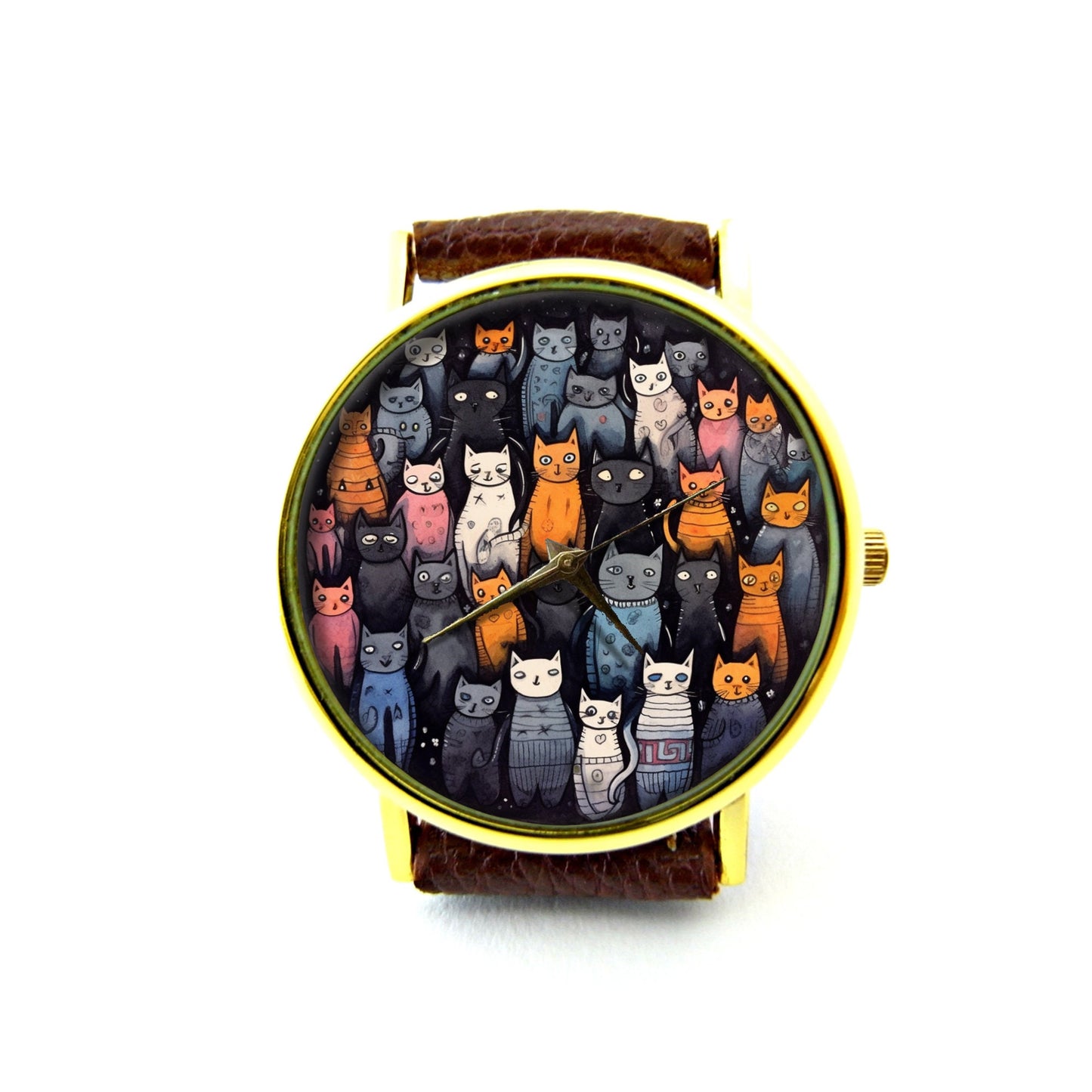 Cats Big Family Leather Watch, Cats Ladies Watch, Cat Unisex Watch, Cat Jewelry